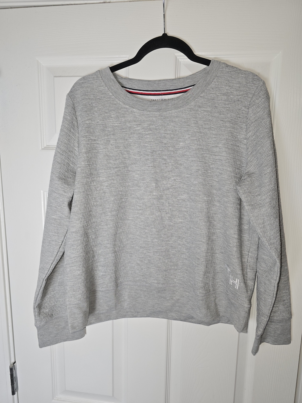 Tommy Hilfiger Light Gray Ribbed Crewneck Sweater Size XL